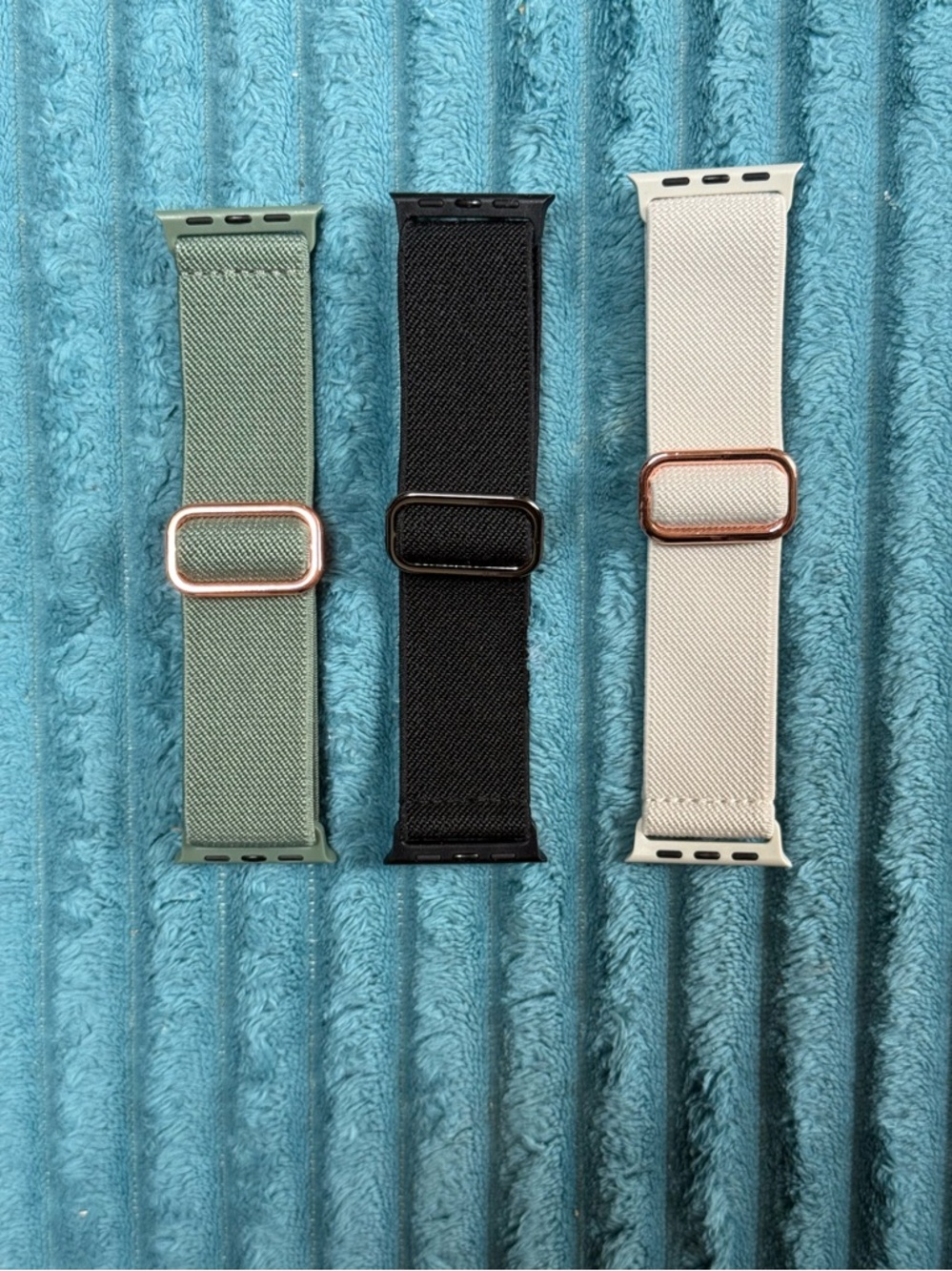 Interchangeable Sport Apple Watch Bands - Sage Green, Black, Cream